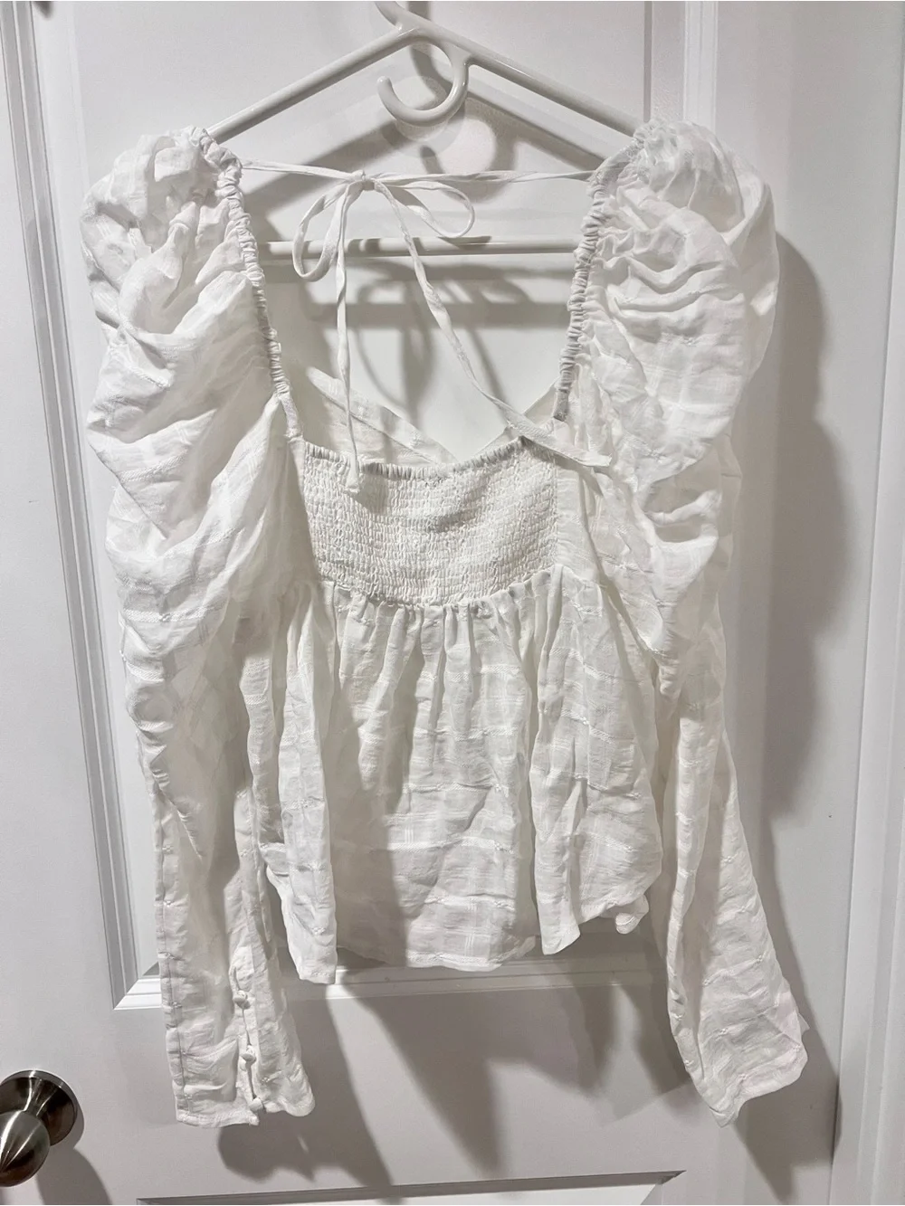 Free People Peasant Top Smocked Blouse Milkmaid Flowy Cottagecore Puffed Sleeves